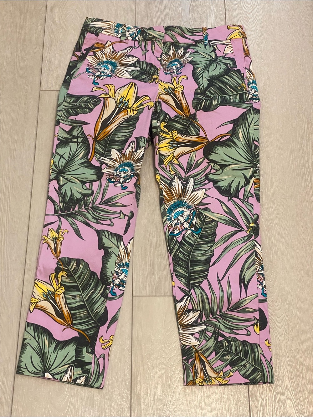 J. Crew Pink Tropical Floral Capris